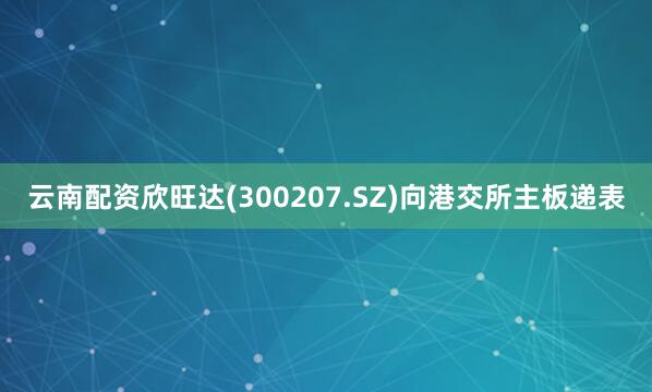 云南配资欣旺达(300207.SZ)向港交所主板递表