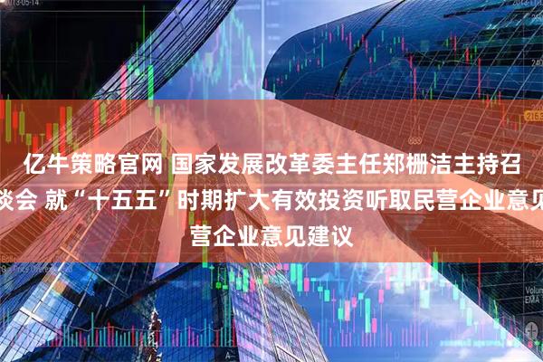 亿牛策略官网 国家发展改革委主任郑栅洁主持召开座谈会 就“十五五”时期扩大有效投资听取民营企业意见建议