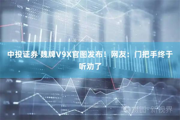 中投证券 魏牌V9X官图发布！网友：门把手终于听劝了